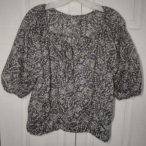 Anthropologie Edme & Esyllte Triad Peasant Cotton Floral Top puffed summer